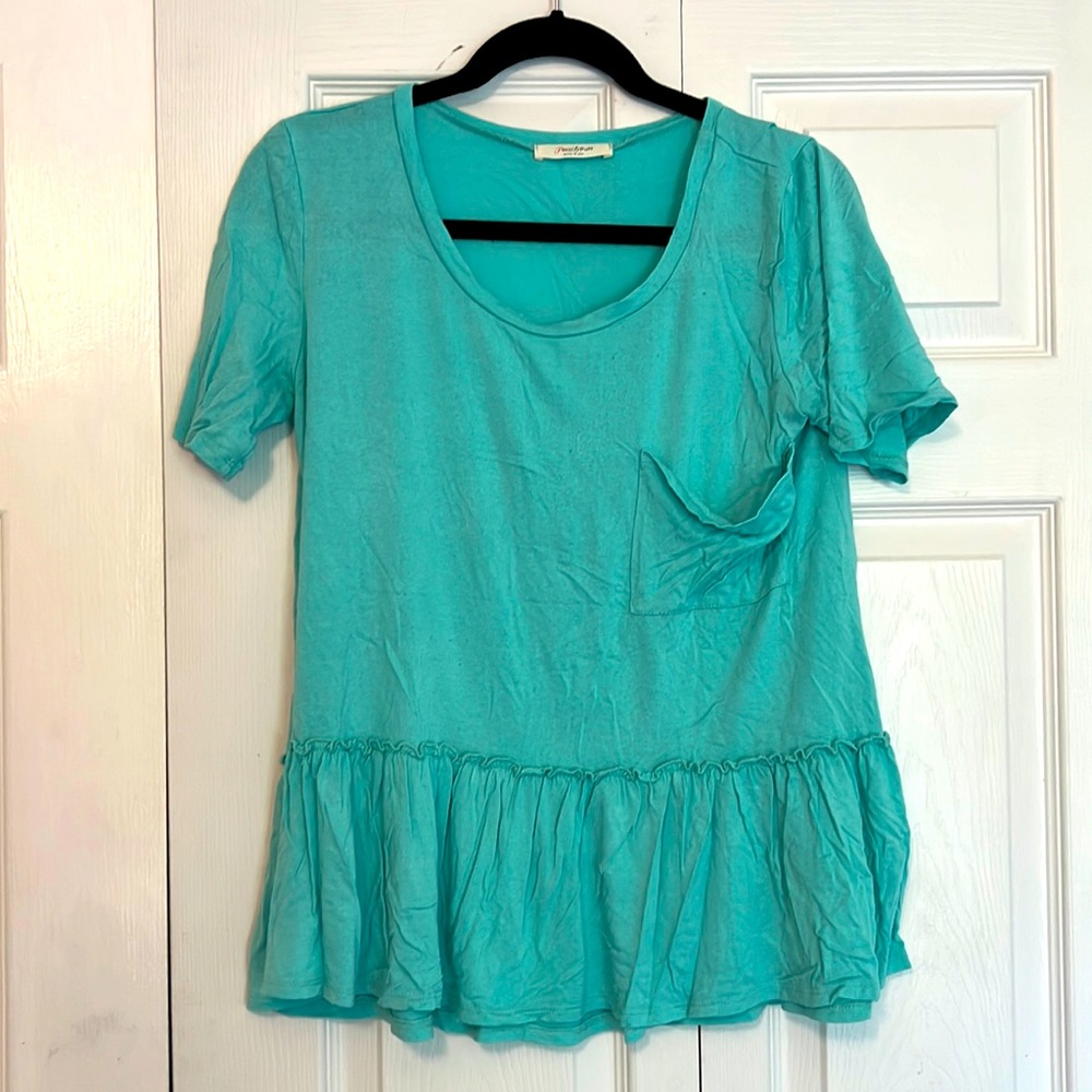 Teal peplum top